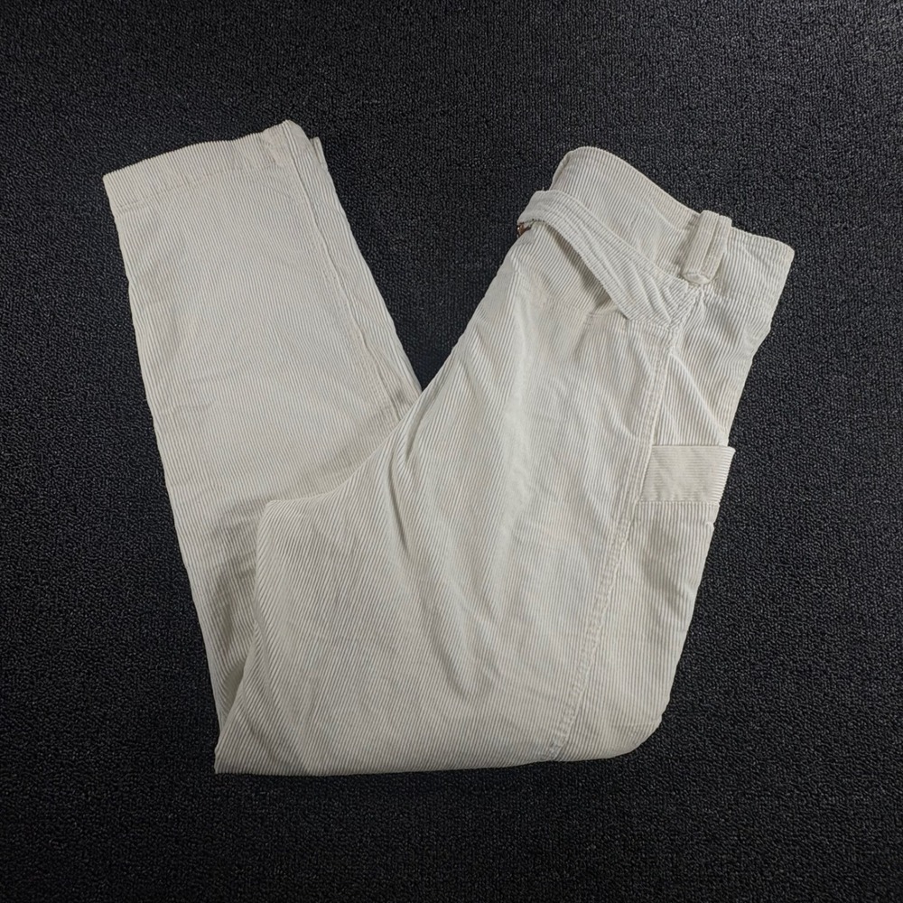 Anthropologie Pilcro Corduroy Pants Women 30 Cream Off‎ White Cinch Back Utility